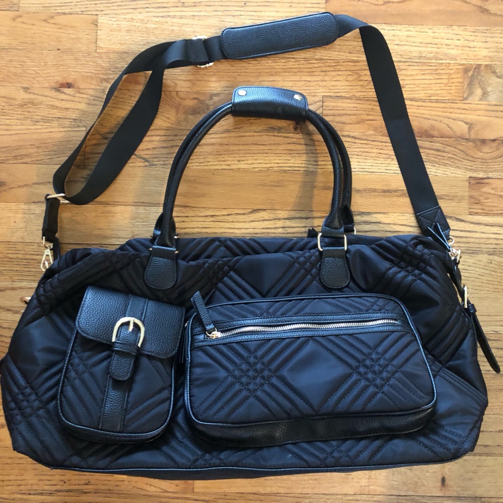 Tommy Bahama Quilted Travel Tote Black Expandable Laptop Carry On NWOT